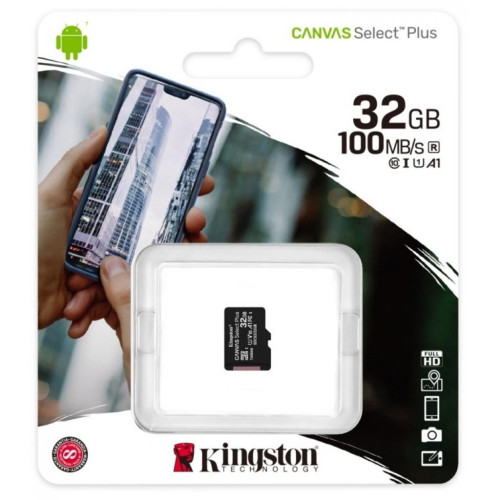 Карта пам'яті Kingston 32GB microSDHC class 10 UHS-I A1 (R-100MB/s) Canvas (SDCS2/32GBSP)