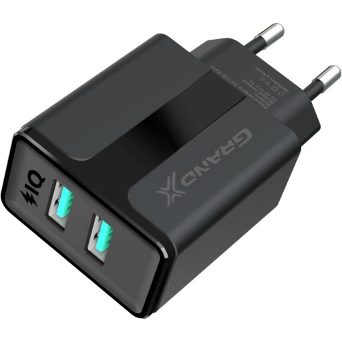 Зарядний пристрій Grand-X CH-15T 5V 2,1A USB Black + cable USB -> Type C, Cu, 4A, TPE (CH-15T)