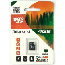 Карта пам'яті Mibrand 4GB microSDHC class 4 (MICDC4/4GB)