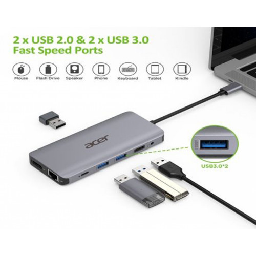 Порт-реплікатор Acer 12in1 Type C dongle USB3.2, USB2.0, SD/TF, HDMI, PD, DP ... (HP.DSCAB.009)