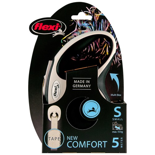 Повідок для собак Flexi New Comfort S стрічка 5 м (чорний) (4000498043547)