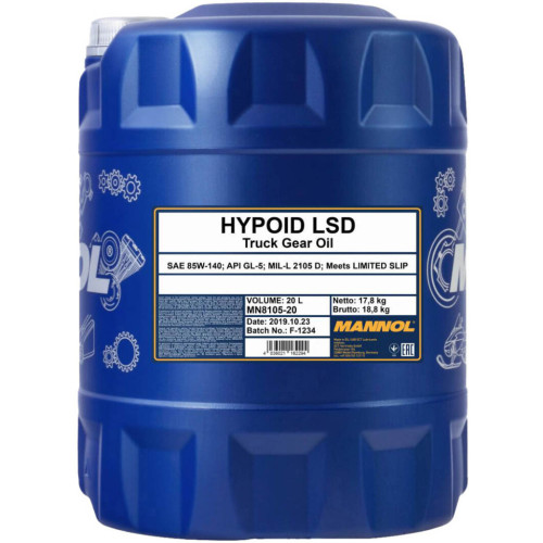 Трансмісійна олива Mannol HYPOID LSD 20л 85W-140 (MN8105-20)