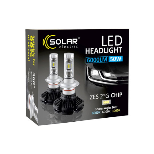 Автолампа SOLAR H4 12/24V 6000Lm 50W ZES Chip (8804)