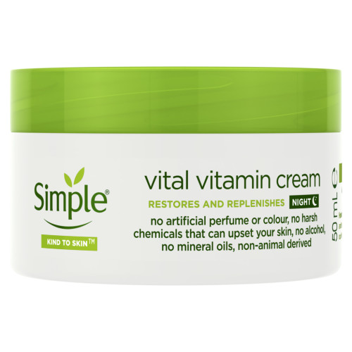 Крем для обличчя Simple Vital Vitamin Night Cream Kind to Skin Нічний вітамінний 50 мл (8710447485552)