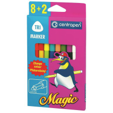 Фломастери Centropen 2549 Magic, 10шт (8 colors+ 2 erasers) (2549/10)