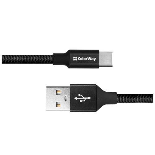 Дата кабель USB 2.0 AM to Type-C 0.25m black ColorWay (CW-CBUC048-BK)