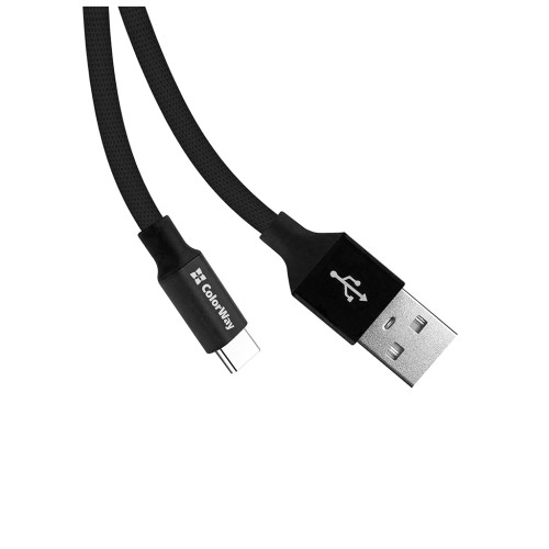 Дата кабель USB 2.0 AM to Type-C 0.25m black ColorWay (CW-CBUC048-BK)