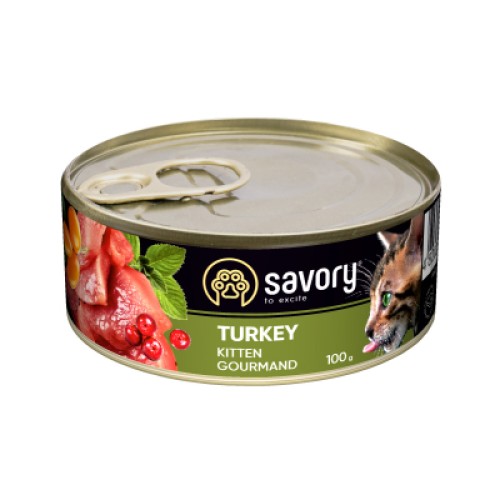 Вологий корм для кішок Savory Cat Can Kitten (індичка) 100 г (4820232630679)