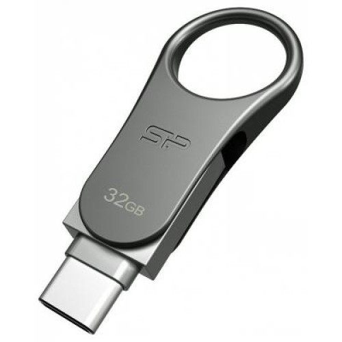 USB флеш накопичувач Silicon Power 32GB Mobile C80 Silver USB 3.2 (SP032GBUC3C80V1S)