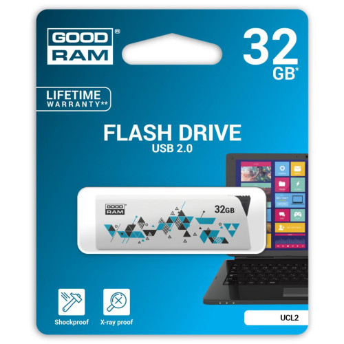 USB флеш накопичувач GOODRAM 32GB Cl!ck White USB 2.0 (UCL2-0320W0R11)