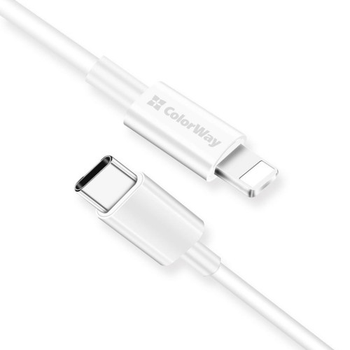 Дата кабель USB Type-C to Lightning 1.0m 3A white ColorWay (CW-CBPDCL032-WH)