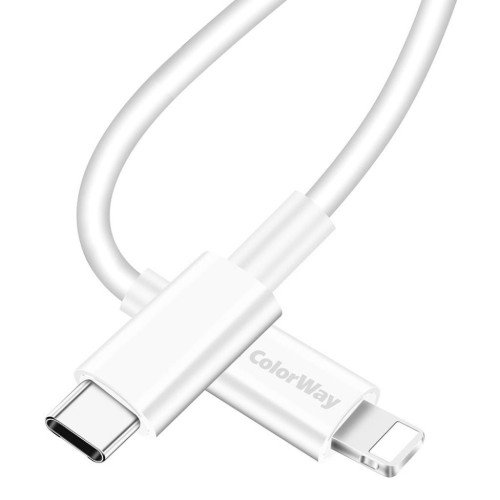 Дата кабель USB Type-C to Lightning 1.0m 3A white ColorWay (CW-CBPDCL032-WH)