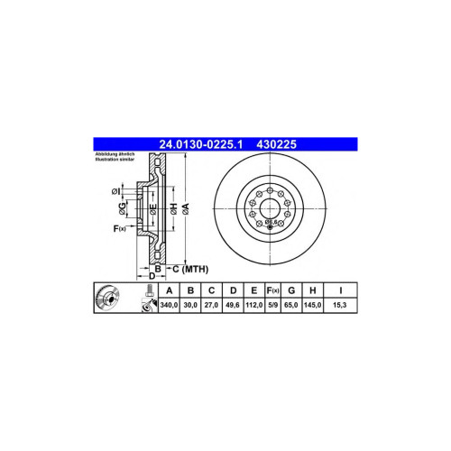 Гальмівний диск ATE 24-0130-0225-1-02