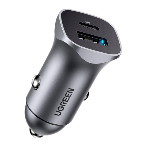 Зарядний пристрій Ugreen CD130 20W USB + Type-C PD Car Charger (Gray) (30780)