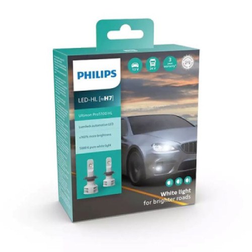 Автолампа Philips LED H7 11972U51Х2 12/24V Ultinon Pro5100 +160 (74243)