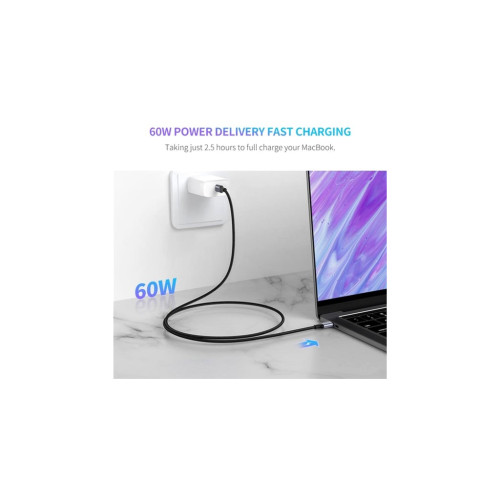 Дата кабель USB-C to USB-C 2.0m US261 18W Round Cable Nickel Plating Aluminum Shell Black Ugreen (50152)