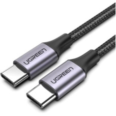 Дата кабель USB-C to USB-C 2.0m US261 18W Round Cable Nickel Plating Aluminum Shell Black Ugreen (50152)