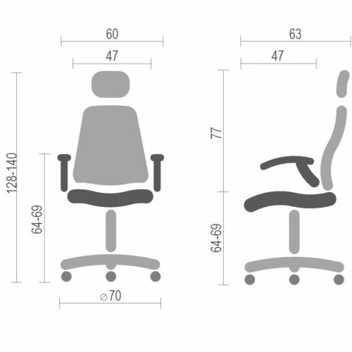 Офісне крісло АКЛАС Прима PL HR ANF Серое (08173)