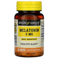 Амінокислота Mason Natural Мелатонін 3 мг, Melatonin, 60 таблеток (MAV-11135)