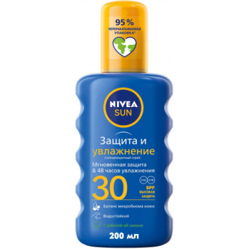 Засіб від засмаги Nivea Sun спрей Захист та зволоження SPF 30 200 мл (4005900698407)