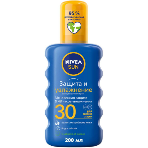 Засіб від засмаги Nivea Sun спрей Захист та зволоження SPF 30 200 мл (4005900698407)