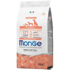 Сухий корм для собак Monge Dog All breeds Puppy&Junior зі смаком лосося та рису 2.5 кг (8009470011204)