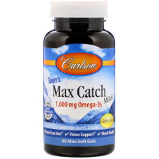 Жирні кислоти Carlson Риб'ячий жир для підлітків, Омега-3, 500 мг, Teen's Max Catc (CL18410)