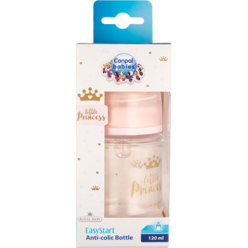 Пляшечка для годування Canpol babies Royal Baby з широким отвором 120 мл Рожева (35/233_pin)