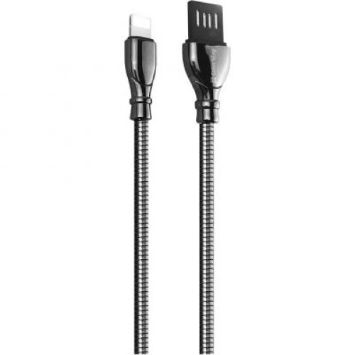 Дата кабель USB 2.0 AM to Lightning 1.0m metal spring black ColorWay (CW-CBUL013-BK)