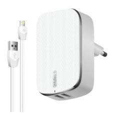 Зарядний пристрій Intaleo TCG242 (2USB2,4A) + Lightning cable white (1283126477454)