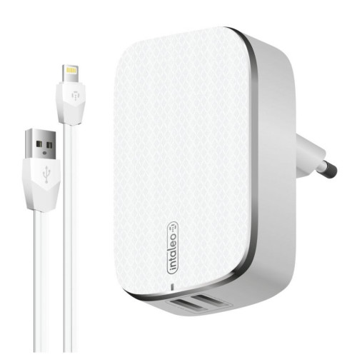 Зарядний пристрій Intaleo TCG242 (2USB2,4A) + Lightning cable white (1283126477454)