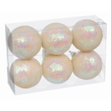Ялинкова іграшка Jumi кульок з блискітками, 6 шт (6 см) айворі (5900410791022)
