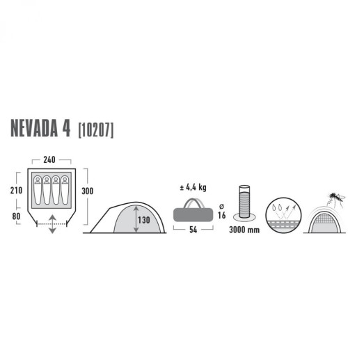 Намет High Peak Nevada 4 Dark Grey/Red (926274)