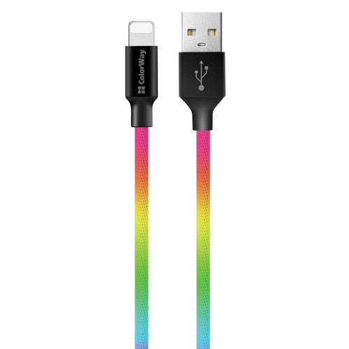 Дата кабель USB 2.0 AM to Lightning 1.0m multicolor ColorWay (CW-CBUL016-MC)