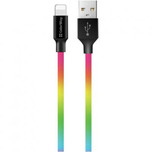 Дата кабель USB 2.0 AM to Lightning 1.0m multicolor ColorWay (CW-CBUL016-MC)