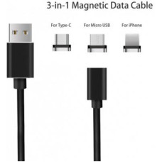 Дата кабель USB 2.0 AM to Lightning + Micro 5P + Type-C 1.0m Magneto lea XoKo (SC-360MGNT-BK)
