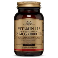Вітамін Solgar Вітамін D3, Cholecalciferol, 25 мкг, 1,000 МE, 100 гелевих к (SOL03340)