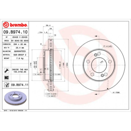 Гальмівний диск Brembo 09.B974.11