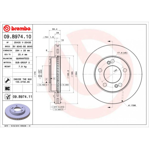 Гальмівний диск Brembo 09.B974.11