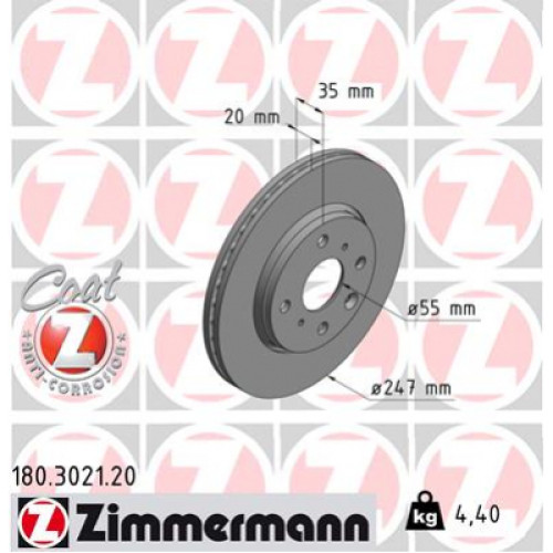 Гальмівний диск ZIMMERMANN 180.3021.20