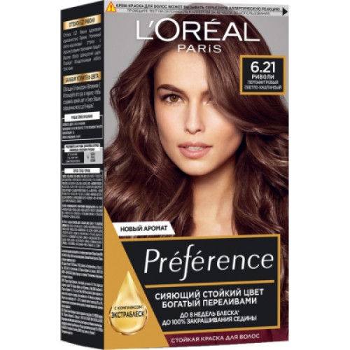 Фарба для волосся L'Oreal Paris Preference 6.21 - Перламутровий світло-каштановий (3600523018284)