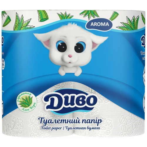 Туалетний папір Диво Aroma Алое Вера 2-шаровий білий 4 шт. (4820003836156)