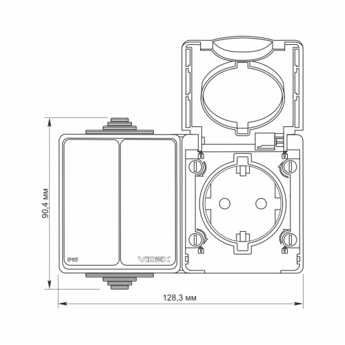 Розетка Videx BINERA IP65 зовнішня 1ая із заземленням (BINERA IP65 наружная 1ая с заземлением)