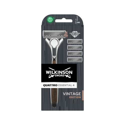 Бритва Wilkinson Sword Quattro Vintage Edition для чоловіків з 4 картриджами (4027800205301)