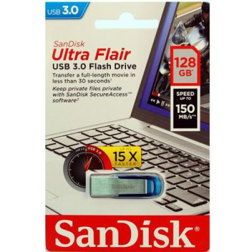 USB флеш накопичувач SANDISK 128GB Ultra Flair Blue USB 3.0 (SDCZ73-128G-G46B)