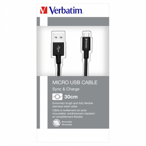 Дата кабель USB 2.0 AM to Micro 5P 0.3m black Verbatim (48866)