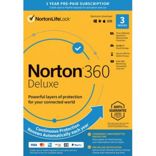 Антивірус Norton by Symantec NORTON 360 DELUXE 25GB 1 USER 3 DEVICE 12M (21409592)