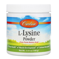 Амінокислота Carlson L-лізин у порошку, L-Lysine, Amino Acid Powder, 100 гр (CAR-06885)