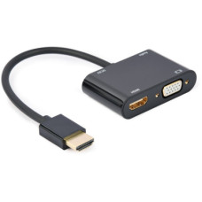 Перехідник Cablexpert HDMI to HDMI/VGA+audio 3.5mm (A-HDMIM-HDMIFVGAF-01)