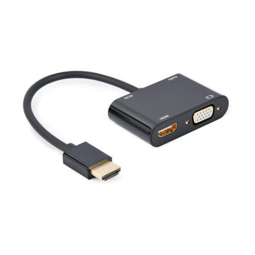 Перехідник Cablexpert HDMI to HDMI/VGA+audio 3.5mm (A-HDMIM-HDMIFVGAF-01)